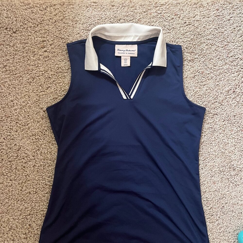 Tommy Bahama Collar V-Neck Logo Tank Top